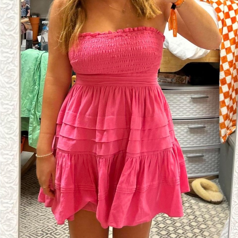 Pink “Mustard Seed Boutique” strapless mini dress